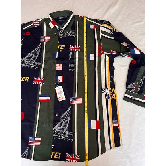 Vintage NWT 90s Nautica Shirt Blue Water Flag Button Down Size Large - Picture 6 of 10